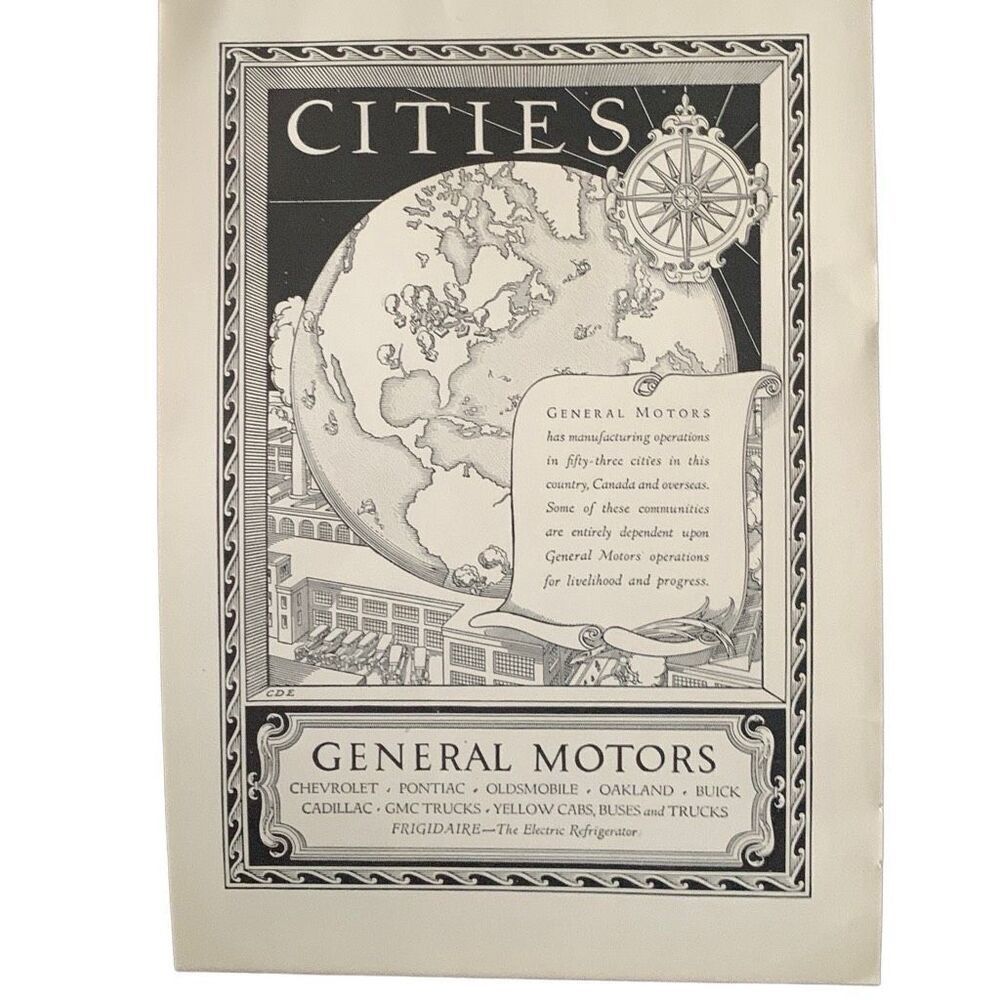 Vintage 1927 General Motors Cities Ad Advertisment